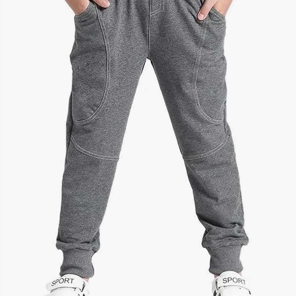 Kids Dark Gray Jogger Sweatpants with Ribbed Ankles